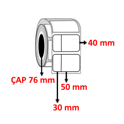 Lamine Termal 80 mm x 40 mm ( 30/50 )  Barkod Etiketi ÇAP 76 mm ( 6 Rulo ) 18.000 ADET