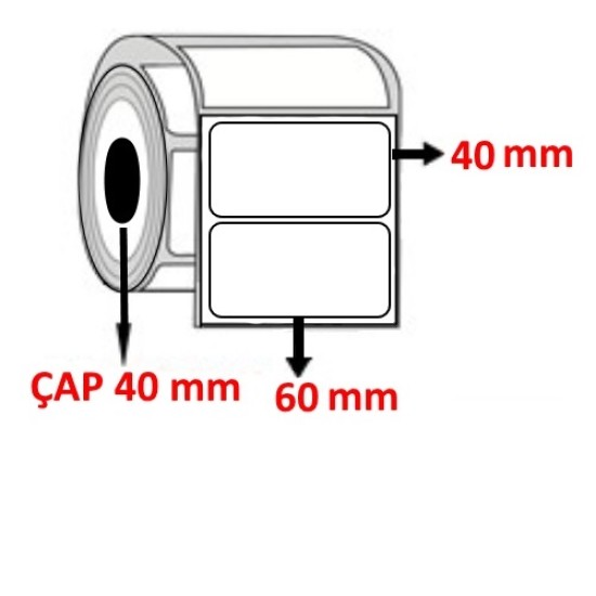 Vellum 60 mm x 40 mm Barkod Etiketi ÇAP 76 mm ( 6 Rulo ) 21.600 ADET