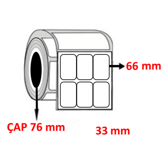 PP OPAK  33 mm x 66 mm YY3 LÜ Barkod Etiketi ÇAP 76 mm ( 6 Rulo ) 36.000  ADET