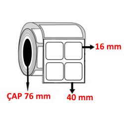 PP OPAK 40 mm x 16 mm YY2 Lİ Barkod Etiketi ÇAP 76 mm ( 6 Rulo ) 60.000  ADET