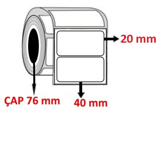 PP OPAK 40 mm x 20 mm Barkod Etiketi ÇAP 40 mm ( 6 Rulo ) 36.000 ADET