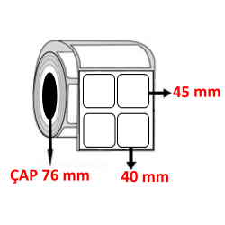 PP OPAK 40 mm x 45 mm YY2 Lİ Barkod Etiketi ÇAP 76 mm ( 6 Rulo ) 30.000  ADET