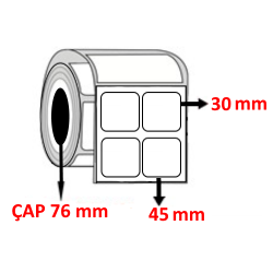 PP OPAK 45 mm x 30 mm YY2 Lİ Barkod Etiketi ÇAP 76 mm ( 6 Rulo )  60.000 ADET
