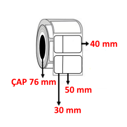 PP OPAK 80 mm x 40 mm ( 30 / 50 ) Barkod Etiketi ÇAP 76 mm ( 6 Rulo ) 18.000 ADET
