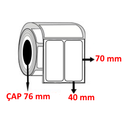 Vellum 40 mm x 70 mm YY2 Lİ Barkod Etiketi ÇAP 76 mm ( 6 Rulo ) 24.000 ADET