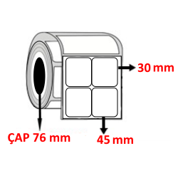 Vellum 45 mm x 30 mm YY2 Lİ Barkod Etiketi ÇAP 76 mm ( 6 Rulo ) 60.000 ADET