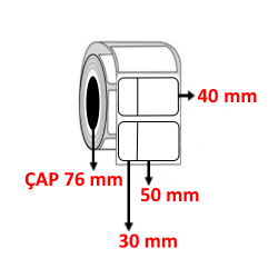 Vellum 80 mm x 40 mm ( 30/50 )  Barkod Etiketi ÇAP 76 mm ( 6 Rulo ) 18.000 ADET