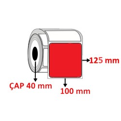 Kırmızı Renkli 100 mm x 125 mm Barkod Etiketi ÇAP 40 mm ( 6 Rulo ) 2.400 ADET