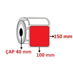 Kırmızı Renkli 100 mm x 150 mm Barkod Etiketi ÇAP 40 mm ( 6 Rulo ) 2.400 ADET