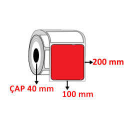Kırmızı Renkli 100 mm x 200 mm Barkod Etiketi ÇAP 40 mm ( 6 Rulo ) 1800 ADET
