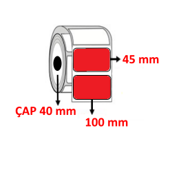 Kırmızı Renkli 100 mm x 45 mm Barkod Etiketi ÇAP 40 mm ( 6 Rulo ) 6.000  ADET