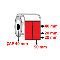 Kırmızı Renkli 100 mm x 80 mm (50/40+20+20) Barkod Etiketi ÇAP 40 mm ( 6 Rulo ) 3.000 ADET