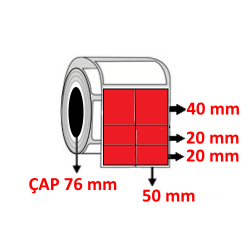 Kırmızı Renkli 100 mm x 80 mm (50/40+20+20) Barkod Etiketi ÇAP 76 mm ( 6 Rulo ) 12.000 ADET