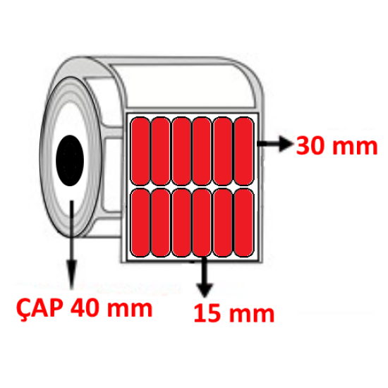 Kırmızı Renkli 15 mm x 30 mm YY6 LI Barkod Etiketi ÇAP 40 mm ( 6 Rulo ) 54.000 ADET