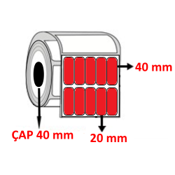 Kırmızı Renkli 20 mm x 40 mm YY5 Lİ Barkod Etiketi ÇAP 40 mm ( 6 Rulo ) 30.000 ADET