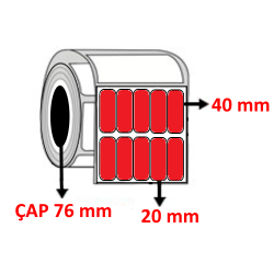 Kırmızı Renkli 20 mm x 40 mm YY5 Lİ Kuşe Barkod Etiketi ÇAP 76 mm ( 6 Rulo ) 102.000 ADET