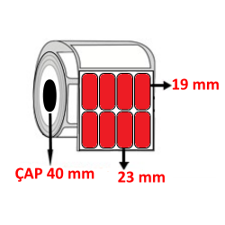Kırmızı Renkli 23 mm x 19 mm YY4 LÜ Barkod Etiketi ÇAP 40 mm ( 6 Rulo ) 10.800 ADET