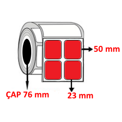 Kırmızı Renkli 23 mm x 50 mm YY2 Lİ Barkod Etiketi ÇAP 76 mm ( 6 Rulo ) 30.000 ADET