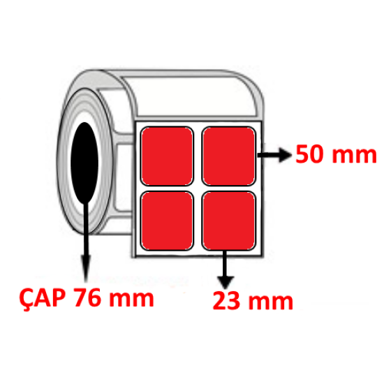 Kırmızı Renkli 23 mm x 50 mm YY2 Lİ Barkod Etiketi ÇAP 76 mm ( 6 Rulo ) 30.000 ADET