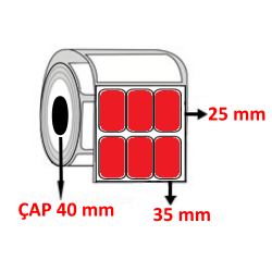 Kırmızı Renkli 35 mm x 25 mm YY3 LÜ Barkod Etiketi ÇAP 40 mm ( 6 Rulo ) 36.000 ADET