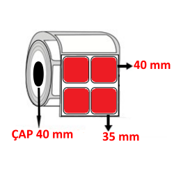 Kırmızı Renkli 35 mm x 40 mm YY2 Lİ Barkod Etiketi ÇAP 40 mm ( 6 Rulo ) 18.000 ADET