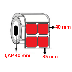 Kırmızı Renkli 35 mm x 40 mm YY2 Lİ Barkod Etiketi ÇAP 40 mm ( 6 Rulo ) 18.000 ADET