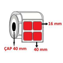 Kırmızı Renkli 40 mm x 16 mm YY2 Lİ Barkod Etiketi ÇAP 40 mm ( 6 Rulo ) 30.000 ADET
