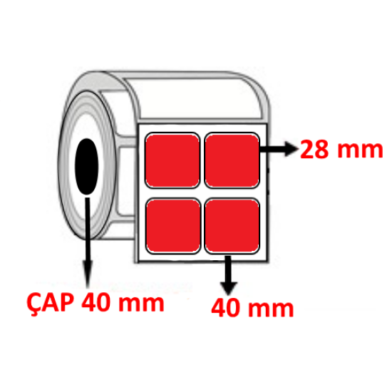 Kırmızı Renkli 40 mm x 28 mm YY2 Lİ Barkod Etiketi ÇAP 40 mm ( 6 Rulo ) 18.000 ADET
