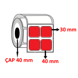 Kırmızı Renkli 40 mm x 30 mm YY2 Lİ Barkod Etiketi ÇAP 40 mm ( 6 Rulo ) 18.000 ADET