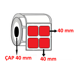 Kırmızı Renkli 40 mm x 40 mm YY2 Lİ Barkod Etiketi ÇAP 40 mm ( 6 Rulo ) 12.000  ADET