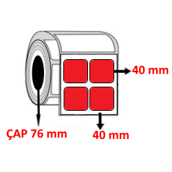 Kırmızı Renkli 40 mm x 40 mm YY2 Lİ Barkod Etiketi ÇAP 76 mm ( 6 Rulo ) 42.000 ADET