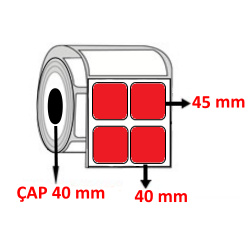 Kırmızı Renkli 40 mm x 45 mm YY2 Lİ Barkod Etiketi ÇAP 40 mm ( 6 Rulo ) 12.000 ADET