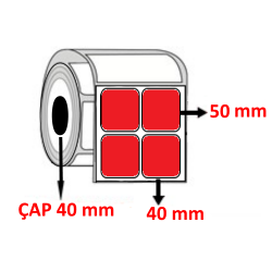 Kırmızı Renkli 40 mm x 50 mm YY2 Lİ Barkod Etiketi ÇAP 40 mm ( 6 Rulo ) 9.000 ADET