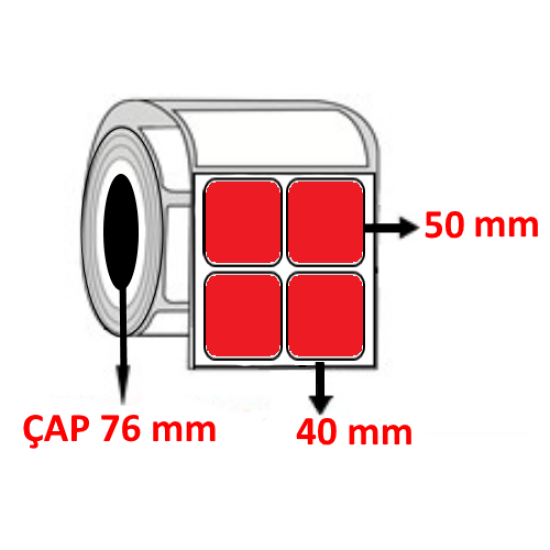 Kırmızı Renkli 40 mm x 50 mm YY2 Lİ Termal Barkod Etiketi ÇAP 76 mm ( 6 Rulo ) 30.000 ADET
