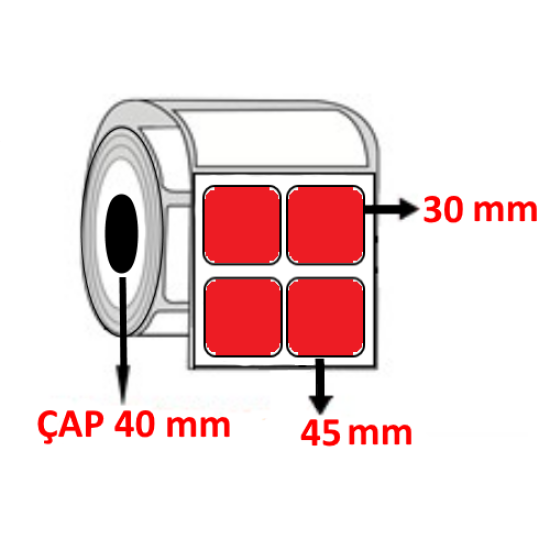 Kırmızı Renkli 45 mm x 30 mm YY2 Lİ Barkod Etiketi ÇAP 40 mm ( 6 Rulo ) 18.000  ADET