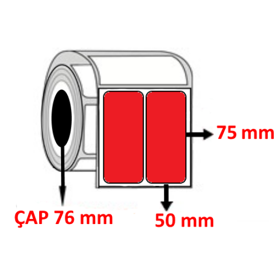 Kırmızı Renkli 50 mm x 75 mm Termal Barkod Etiketi ÇAP 76 mm ( 6 Rulo ) 24.000 ADET