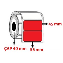 Kırmızı Renkli 55 mm x 45 mm Barkod Etiketi ÇAP 40 mm ( 6 Rulo ) 6.000  ADET