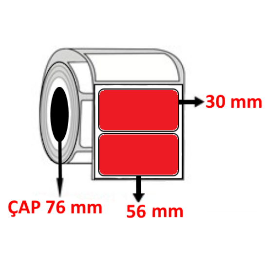 Kırmızı Renkli 56 mm x 30 mm Termal Barkod Etiketi ÇAP 76 mm ( 6 Rulo ) 30.000 ADET