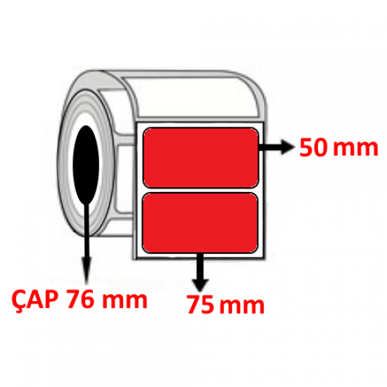 Kırmızı Renkli 75 mm x 50 mm Barkod Etiketi ÇAP 76 mm ( 6 Rulo ) 18.000 ADET