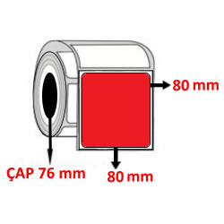 Kırmızı Renkli 80 mm x 80 mm Barkod Etiketi ÇAP 76 mm ( 6 Rulo ) 12.000  ADET
