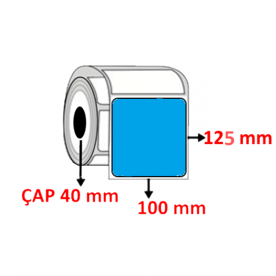 Mavi Renkli 100 mm x 125 mm Barkod Etiketi ÇAP 40 mm ( 6 Rulo ) 2.400 ADET