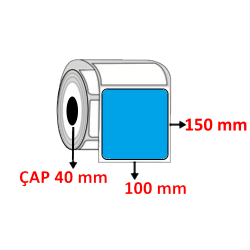 Mavi Renkli 100 mm x 150 mm Barkod Etiketi ÇAP 40 mm ( 6 Rulo ) 2.400 ADET