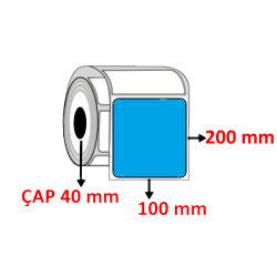 Mavi Renkli 100 mm x 200 mm Barkod Etiketi ÇAP 40 mm ( 6 Rulo ) 1.800 ADET