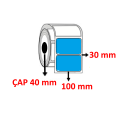Mavi Renkli 100 mm x 30 mm Barkod Etiketi ÇAP 40 mm ( 6 Rulo ) 9.000 ADET