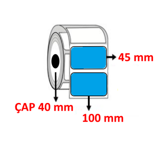 Mavi Renkli 100 mm x 45 mm Barkod Etiketi ÇAP 40 mm ( 6 Rulo ) 6.000 ADET