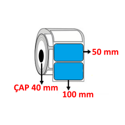 Mavi Renkli 100 mm x 50 mm Barkod Etiketi ÇAP 40 mm ( 6 Rulo ) 6.000 ADET