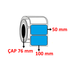 Mavi Renkli 100 mm x 50 mm Barkod Etiketi ÇAP 76 mm ( 6 Rulo ) 18.000 ADET