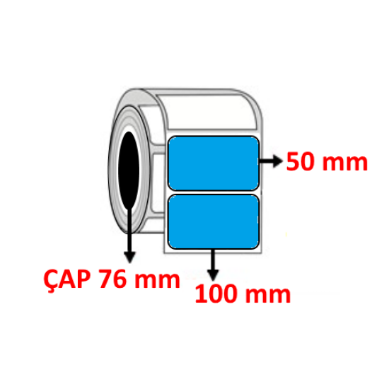 Mavi Renkli 100 mm x 50 mm Barkod Etiketi ÇAP 76 mm ( 6 Rulo ) 18.000 ADET
