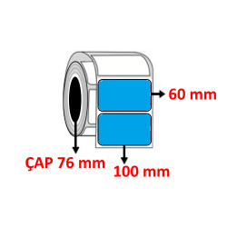 Mavi Renkli 100 mm x 60 mm Barkod Etiketi ÇAP 76 mm ( 6 Rulo )  14.400 ADET