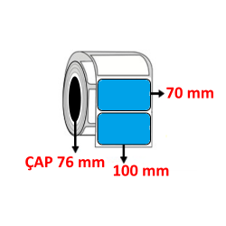 Mavi Renkli 100 mm x 70 mm Kuşe Barkod Etiketi ÇAP 76 mm ( 6 Rulo ) 12.000 ADET